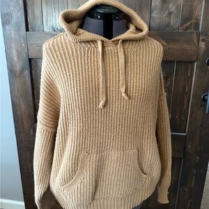 American Eagle Outfitters Tan Hooded Sweater